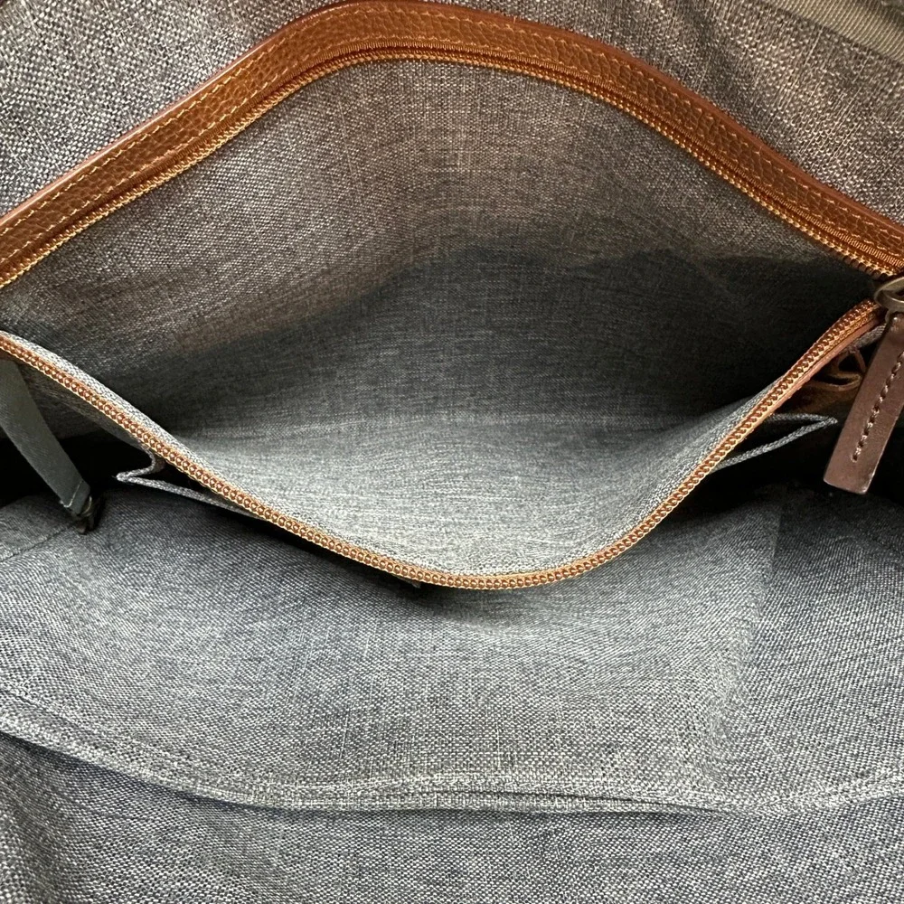 Johnston & Murphy Mens Brown Leather Briefcase Laptop Messenger‎ Bag Two Tone